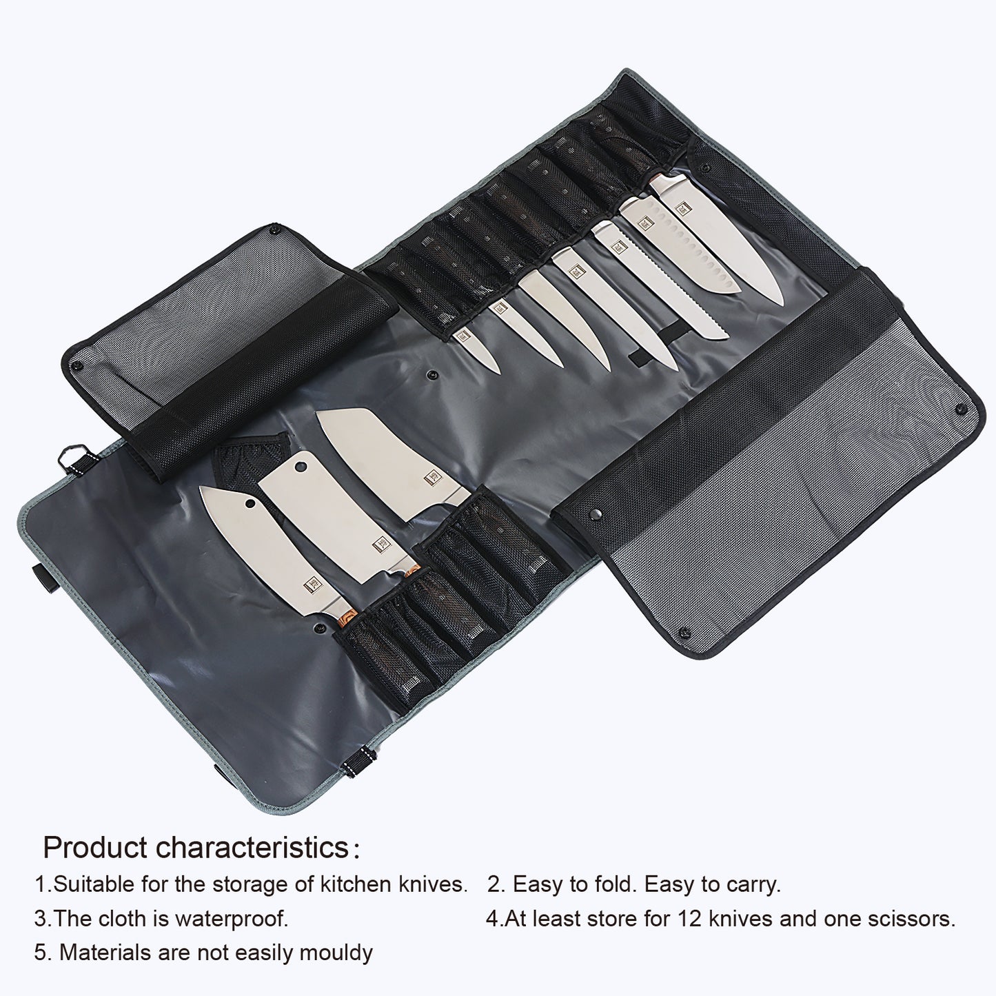 ZAYIKO Zubehör - Messertasche - Rolltasche, 13 Fächer