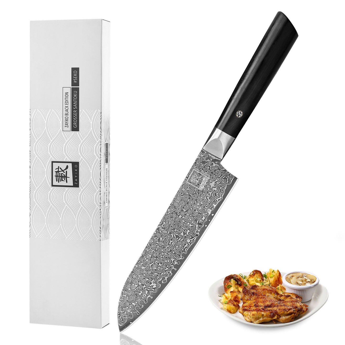 ZAYIKO Serie "BlackEdition" - Santoku Messer