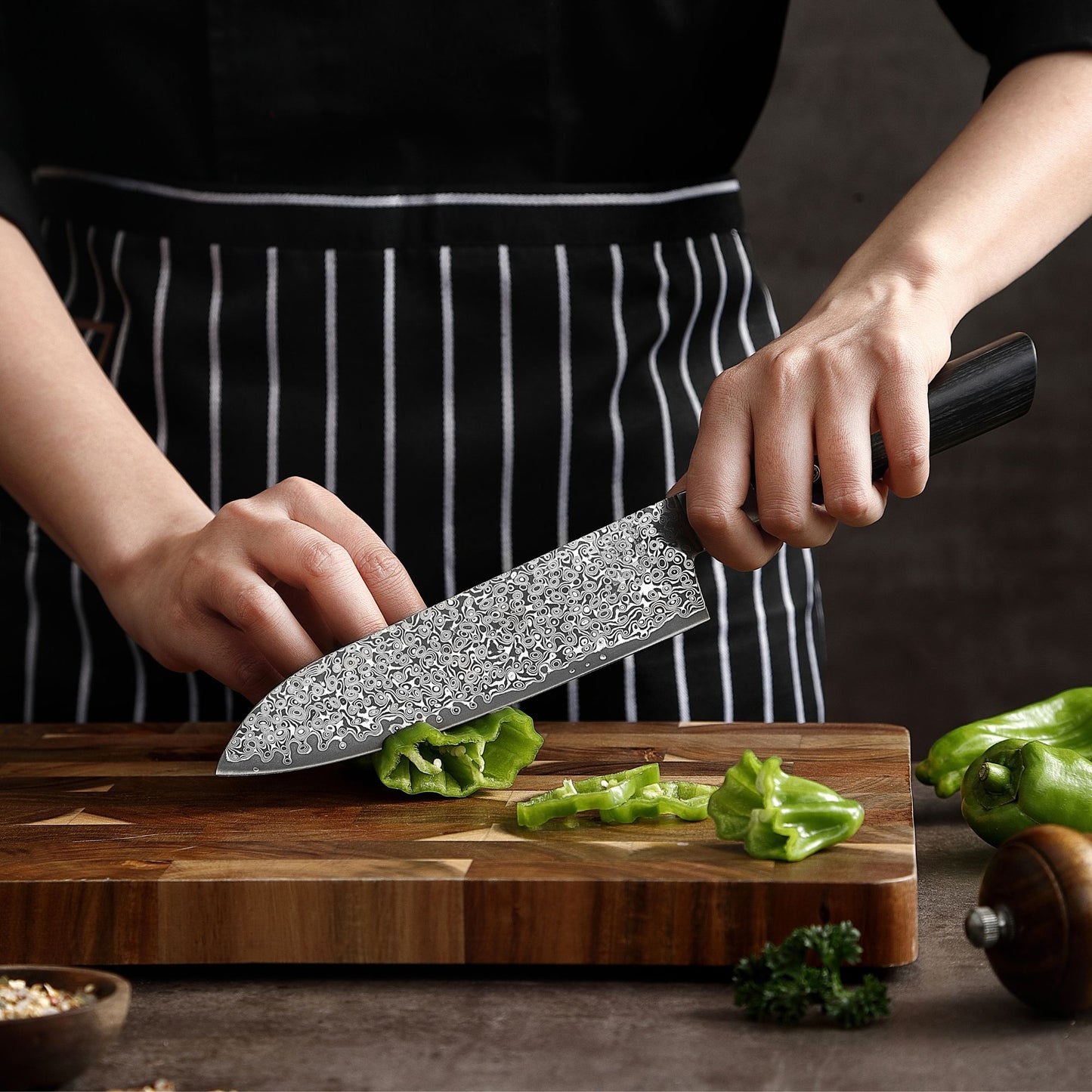 ZAYIKO Serie "BlackEdition" - Santoku Messer