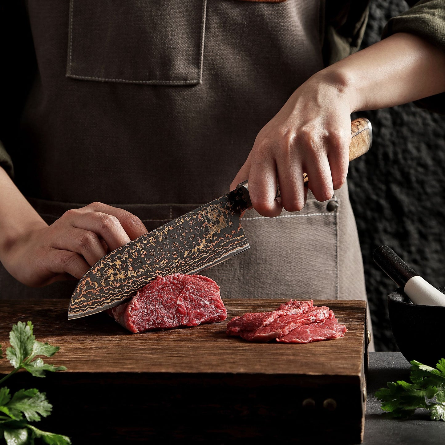 ZAYIKO Serie "BlackMagma" - Santoku