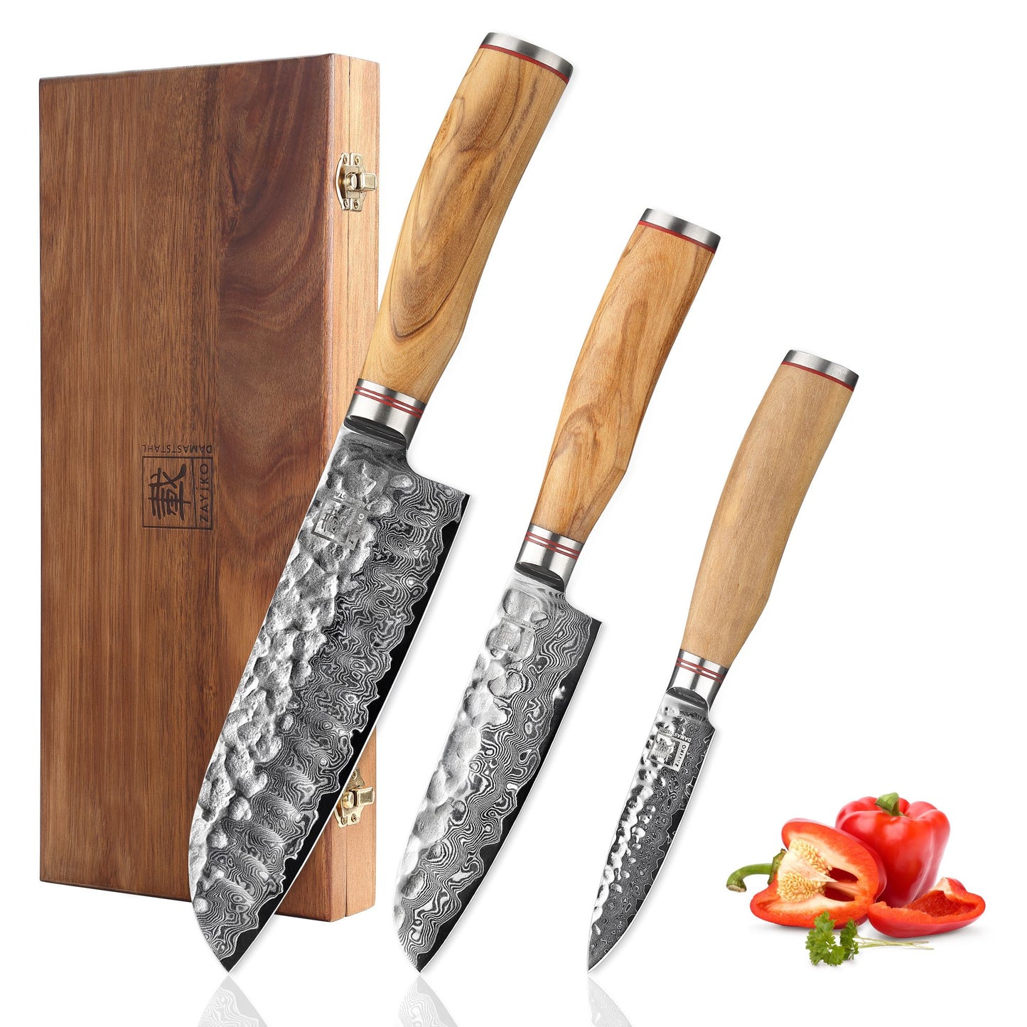 ZAYIKO Serie "Olive" - 3er Messer-Set