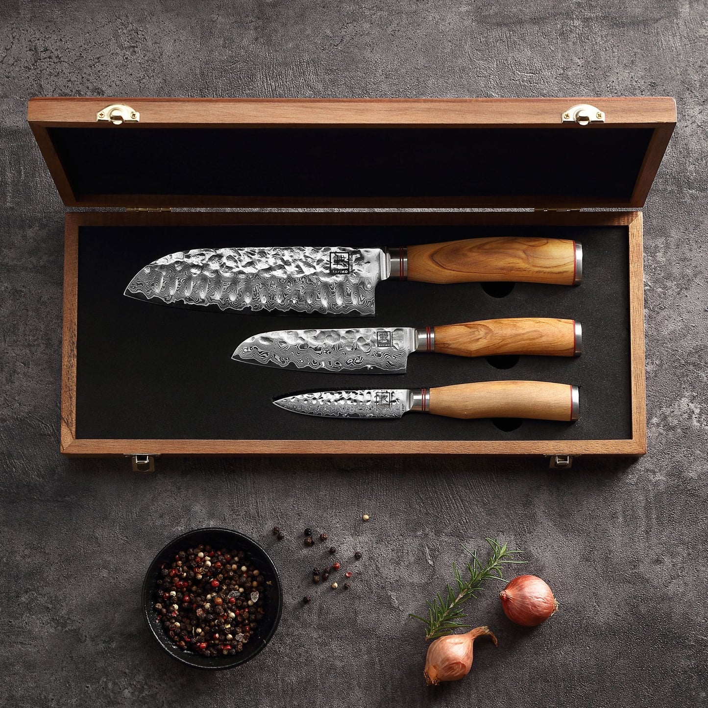 ZAYIKO Serie "Olive" - 3er Messer-Set