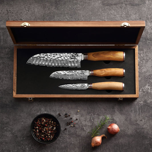 ZAYIKO Serie "Olive" - 3er Messer-Set