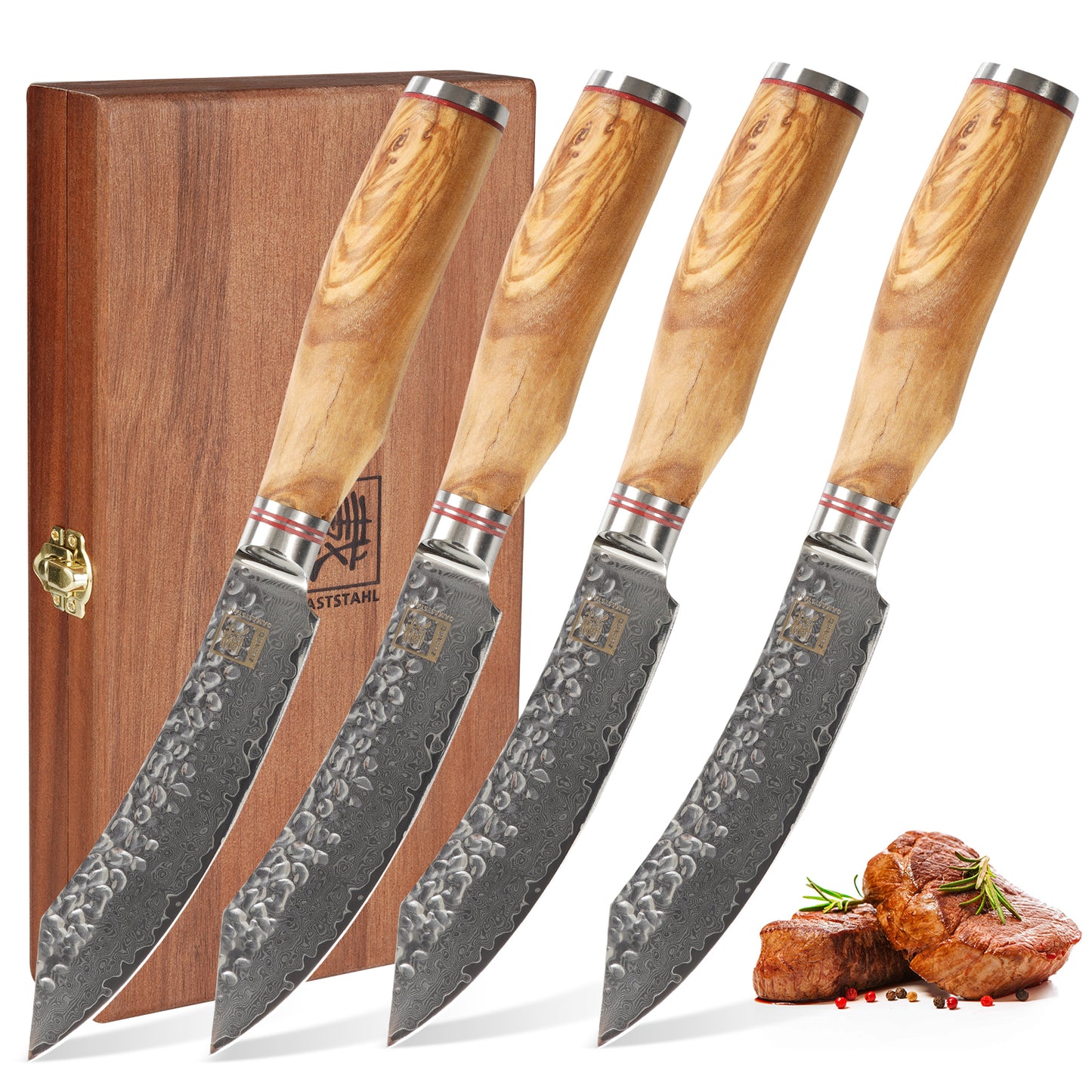 ZAYIKO Serie "Olive" - 4er Steakmesser-Set
