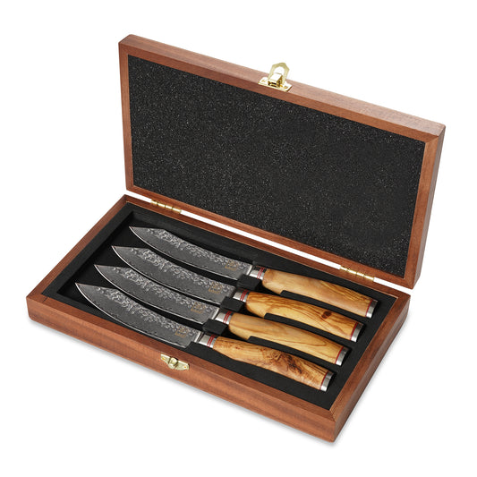 ZAYIKO Serie "Olive" - 4er Steakmesser-Set