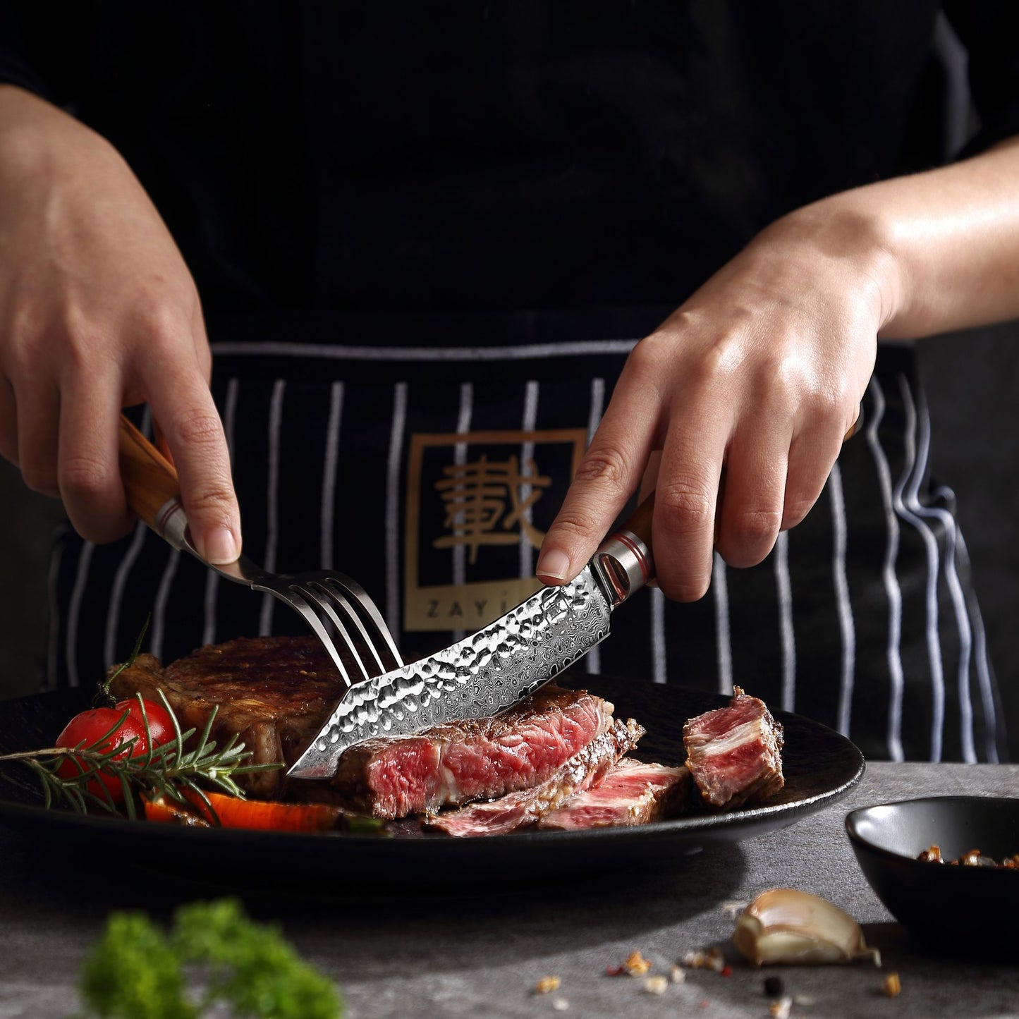 ZAYIKO Serie "Olive" - 2-er Steakbesteck-Set